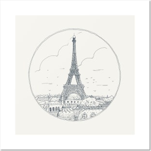 Paris Eiffel Tower Sketch Posters and Art